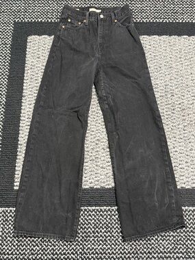Levi’s Ribcage Wide Leg Women’s 26 Black High Rise BIG E Jeans Classic Casual